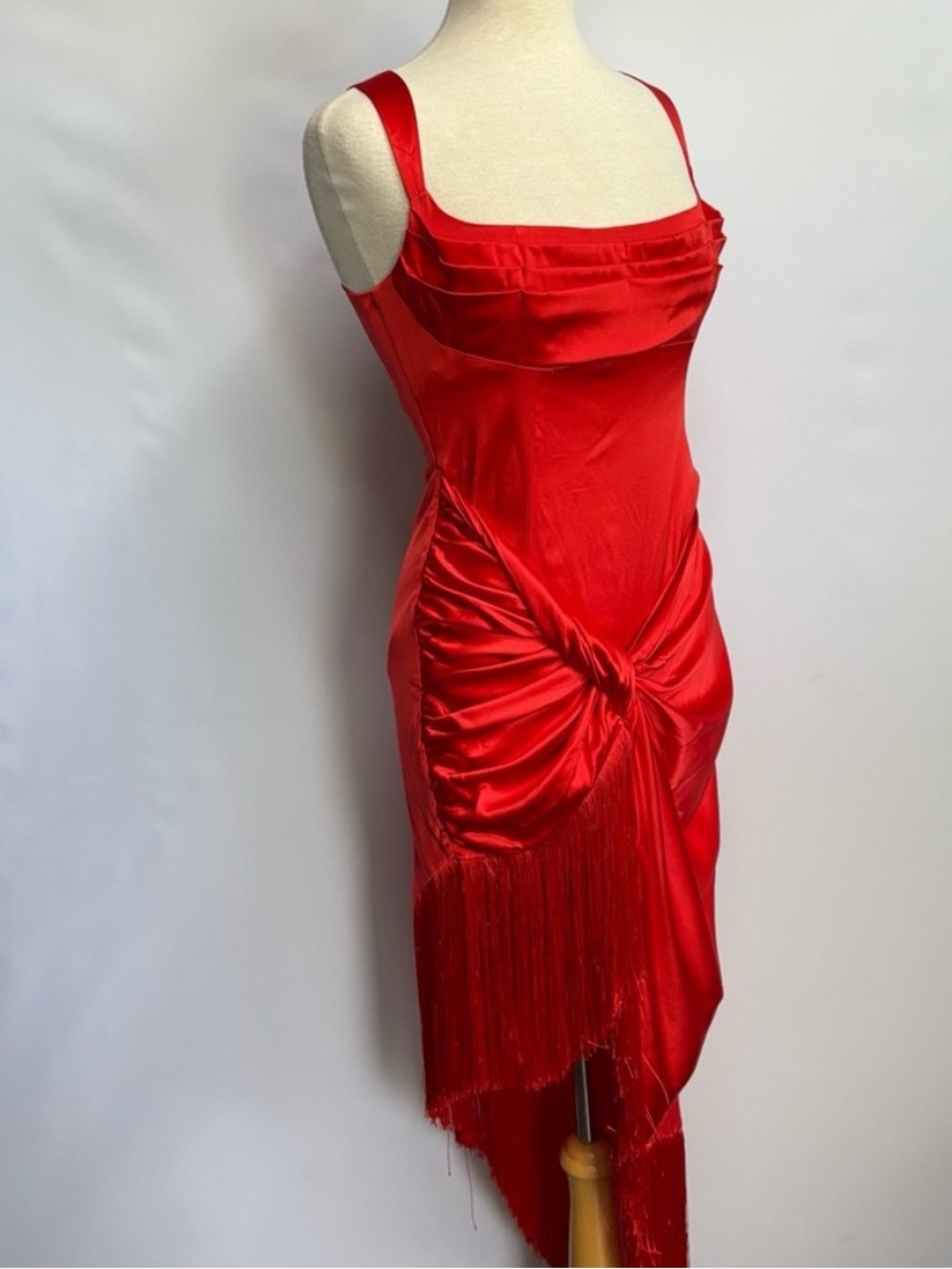 NWT For Love & Lemons Anisa Asymmetrical Silk Fringe Midi Dress - Picture 8 of 16